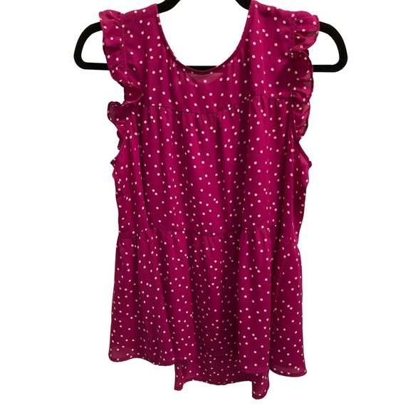Maurices Tops - Womens Top  Size Large  Raspberry Polka Dot Top Button Closure
